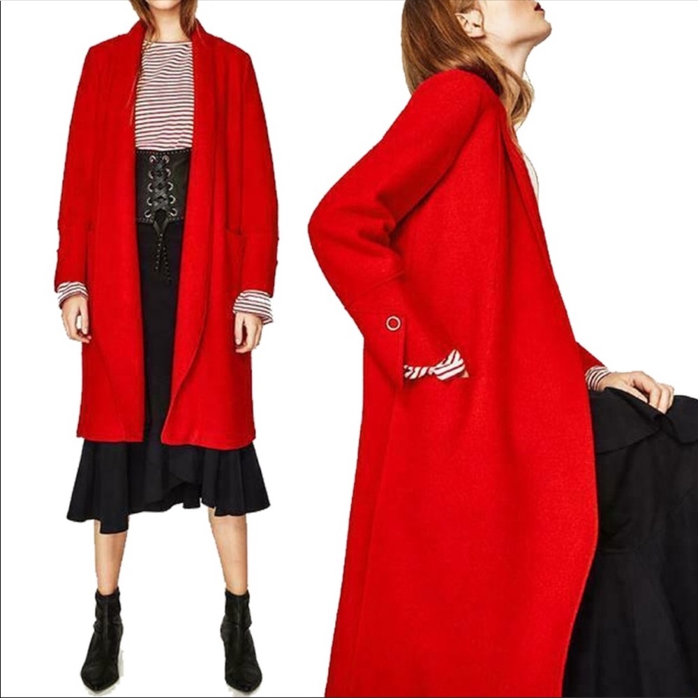 NWT ZARA red coat, wool blend